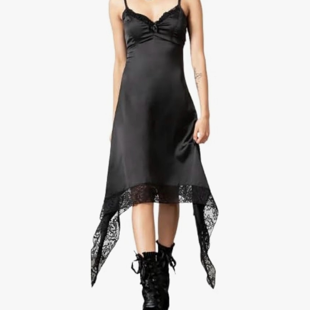 Killstar Loya Satin Lacey Maxi Dress